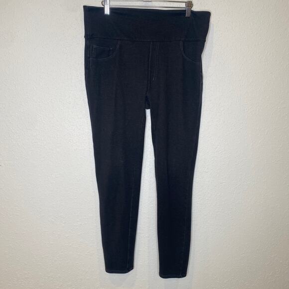Spanx Black Gray Jeggings EUC Sz 1X Stretchy High Rise Cotton Polyester - Picture 1 of 15